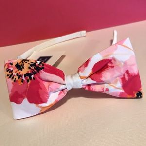 New Janie and Jack Girls White Headband w Pink / Orange Floral bow